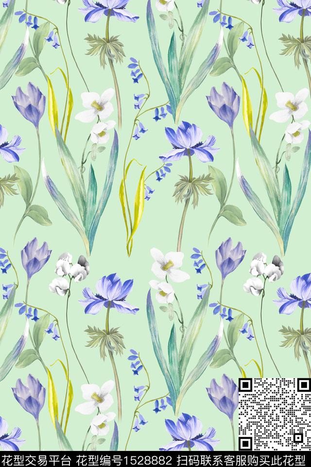 女装春夏华亿平台清爽底花卉数码印花华亿平台下载（图片编号: 1528882） - 瓦栏（Walan）