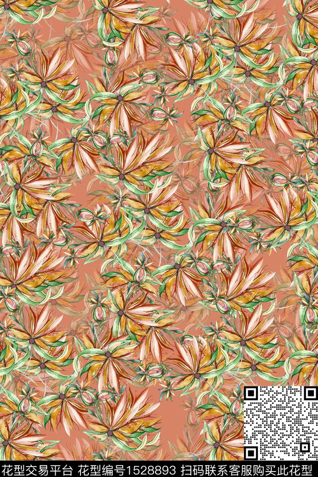 春夏华亿平台花卉连衣裙数码印花华亿平台下载（图片编号: 1528893） - 瓦栏（Walan）