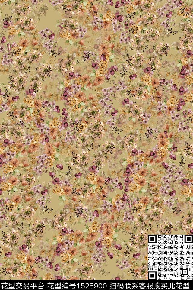 春夏华亿平台小碎花连衣裙数码印花华亿平台下载（图片编号: 1528900） - 瓦栏（Walan）