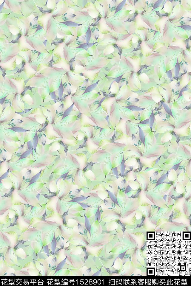 春夏华亿平台小花连衣裙数码印花华亿平台下载（图片编号: 1528901） - 瓦栏（Walan）