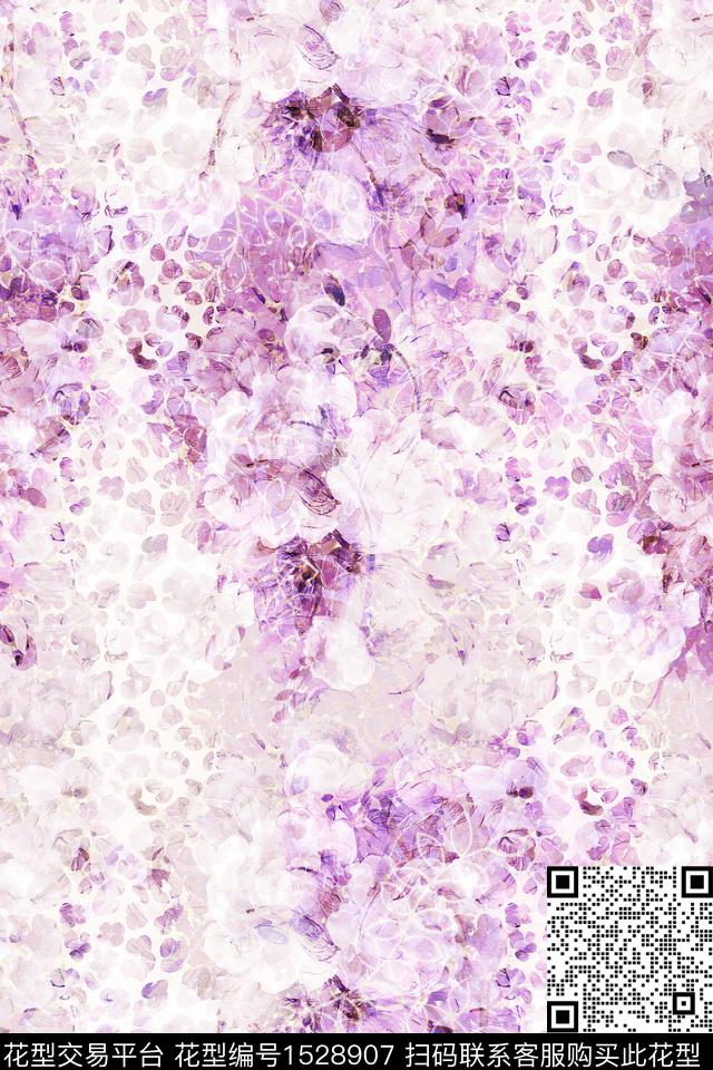 花卉肌理朦胧数码印花华亿平台下载（图片编号: 1528907） - 瓦栏（Walan）