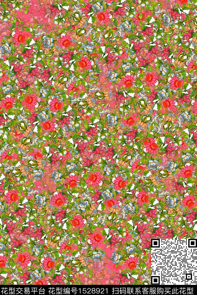 春夏华亿平台小花连衣裙数码印花华亿平台下载（图片编号: 1528921） - 瓦栏（Walan）