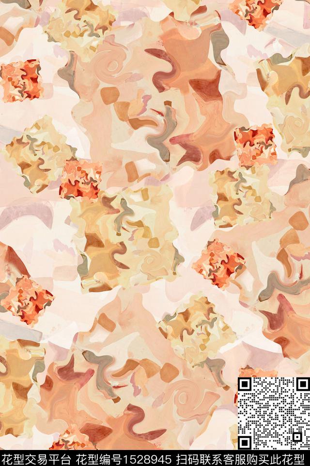 抽象油画女装数码印花华亿平台下载（图片编号: 1528945） - 瓦栏（Walan）