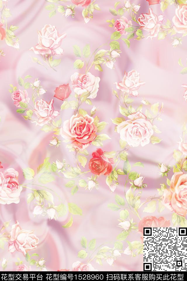 底纹花卉朦胧数码印花华亿平台下载（图片编号: 1528960） - 瓦栏（Walan）