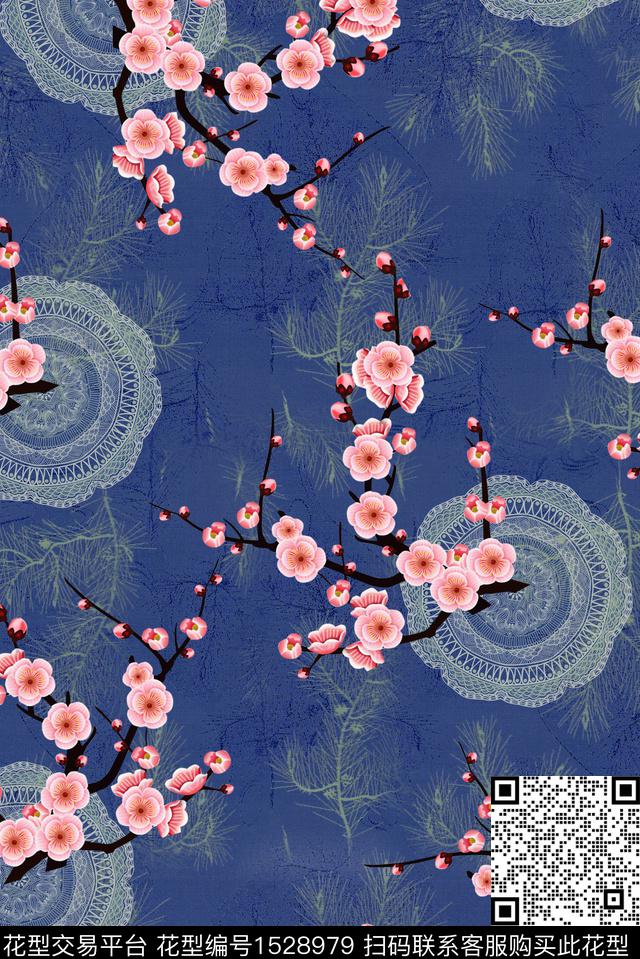 春夏华亿平台香云纱花卉数码印花华亿平台下载（图片编号: 1528979） - 瓦栏（Walan）