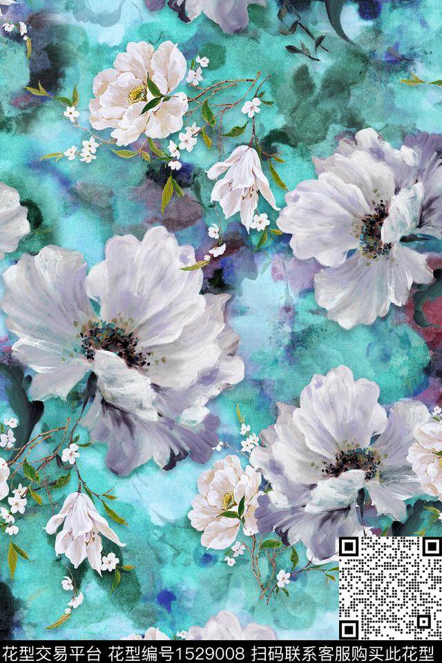 花卉中老年旗袍香云纱数码印花华亿平台下载（图片编号: 1529008） - 瓦栏（Walan）