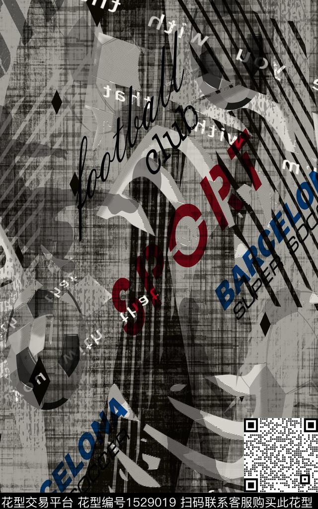 字母趣味男装满版花传统印花华亿平台下载（图片编号: 1529019） - 瓦栏（Walan）