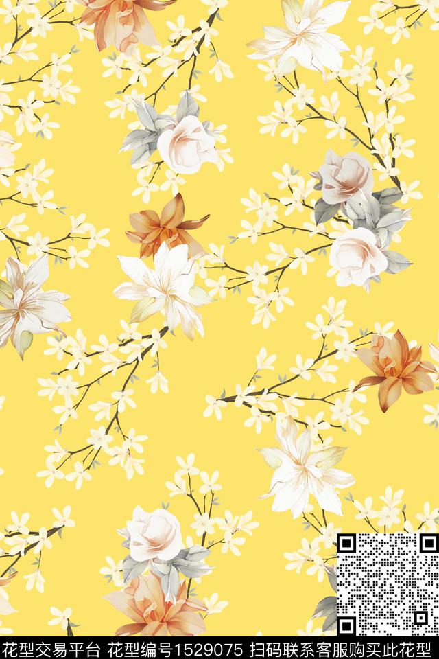 女装春夏华亿平台花卉数码印花华亿平台下载（图片编号: 1529075） - 瓦栏（Walan）