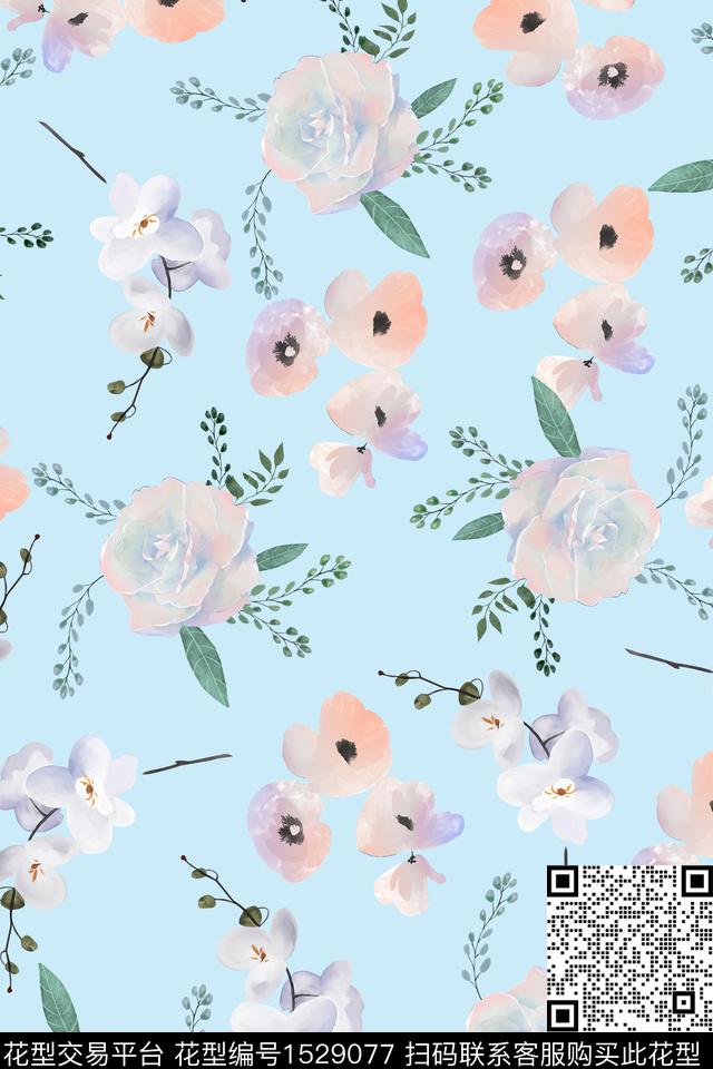 女装春夏华亿平台花卉数码印花华亿平台下载（图片编号: 1529077） - 瓦栏（Walan）