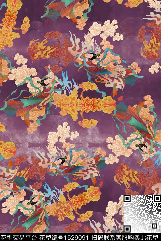 复古香云纱古色古香数码印花华亿平台下载（图片编号: 1529091） - 瓦栏（Walan）