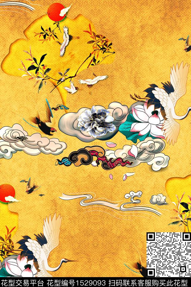 复古香云纱古色古香数码印花华亿平台下载（图片编号: 1529093） - 瓦栏（Walan）