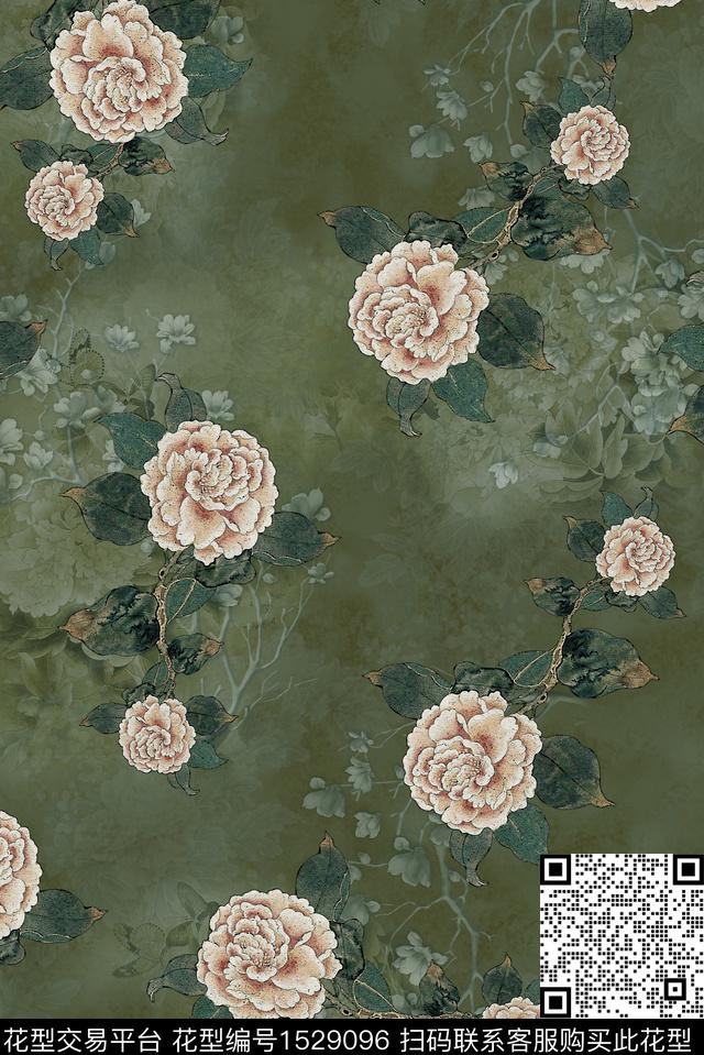 复古香云纱古色古香数码印花华亿平台下载（图片编号: 1529096） - 瓦栏（Walan）