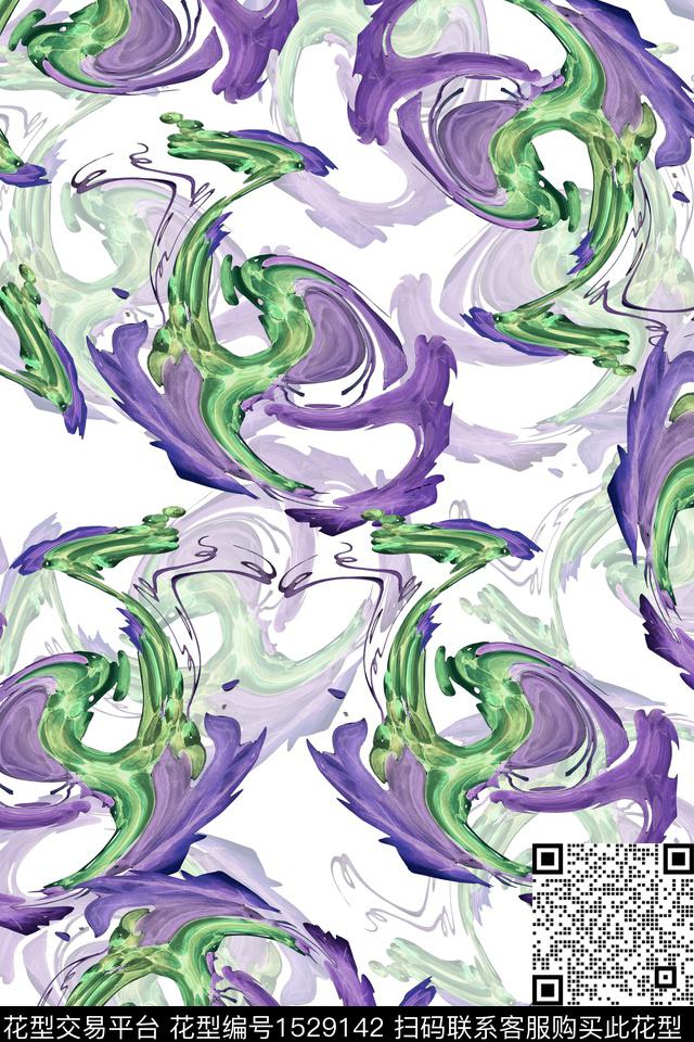 抽象涂鸦扭曲数码印花华亿平台下载（图片编号: 1529142） - 瓦栏（Walan）