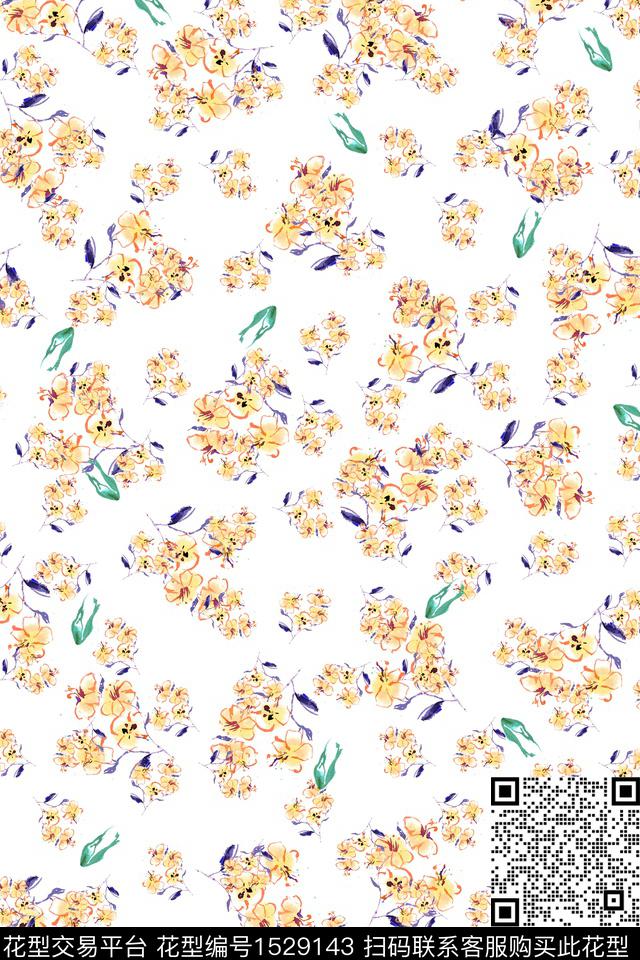 小清新花卉小碎花数码印花华亿平台下载（图片编号: 1529143） - 瓦栏（Walan）