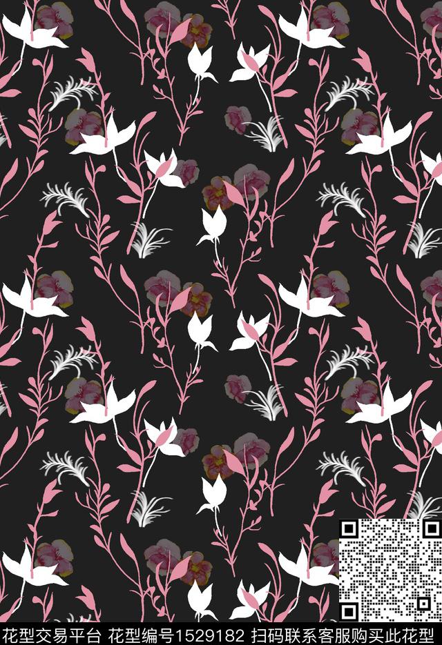 女装花卉连衣裙数码印花华亿平台下载（图片编号: 1529182） - 瓦栏（Walan）