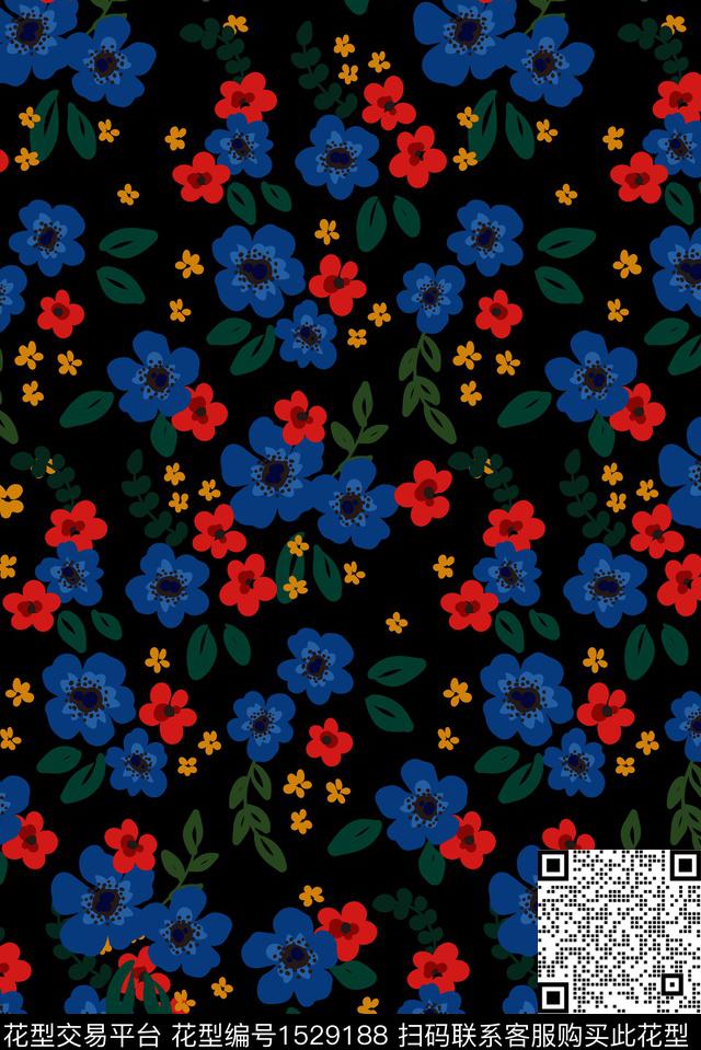 春夏华亿平台花卉小碎花传统印花华亿平台下载（图片编号: 1529188） - 瓦栏（Walan）