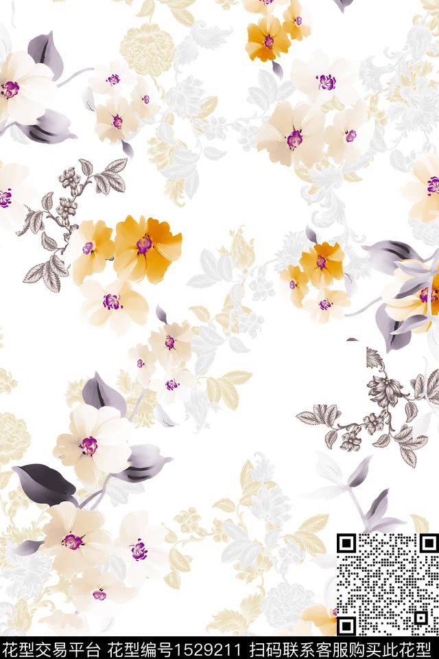 女装春夏华亿平台花卉数码印花华亿平台下载（图片编号: 1529211） - 瓦栏（Walan）