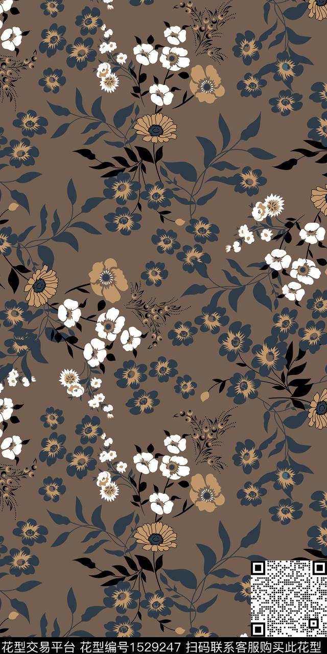 绿植树叶矢量花卉数码印花华亿平台下载（图片编号: 1529247） - 瓦栏（Walan）