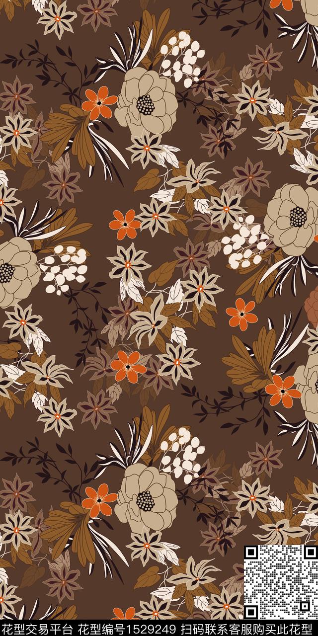 绿植树叶矢量花卉数码印花华亿平台下载（图片编号: 1529249） - 瓦栏（Walan）