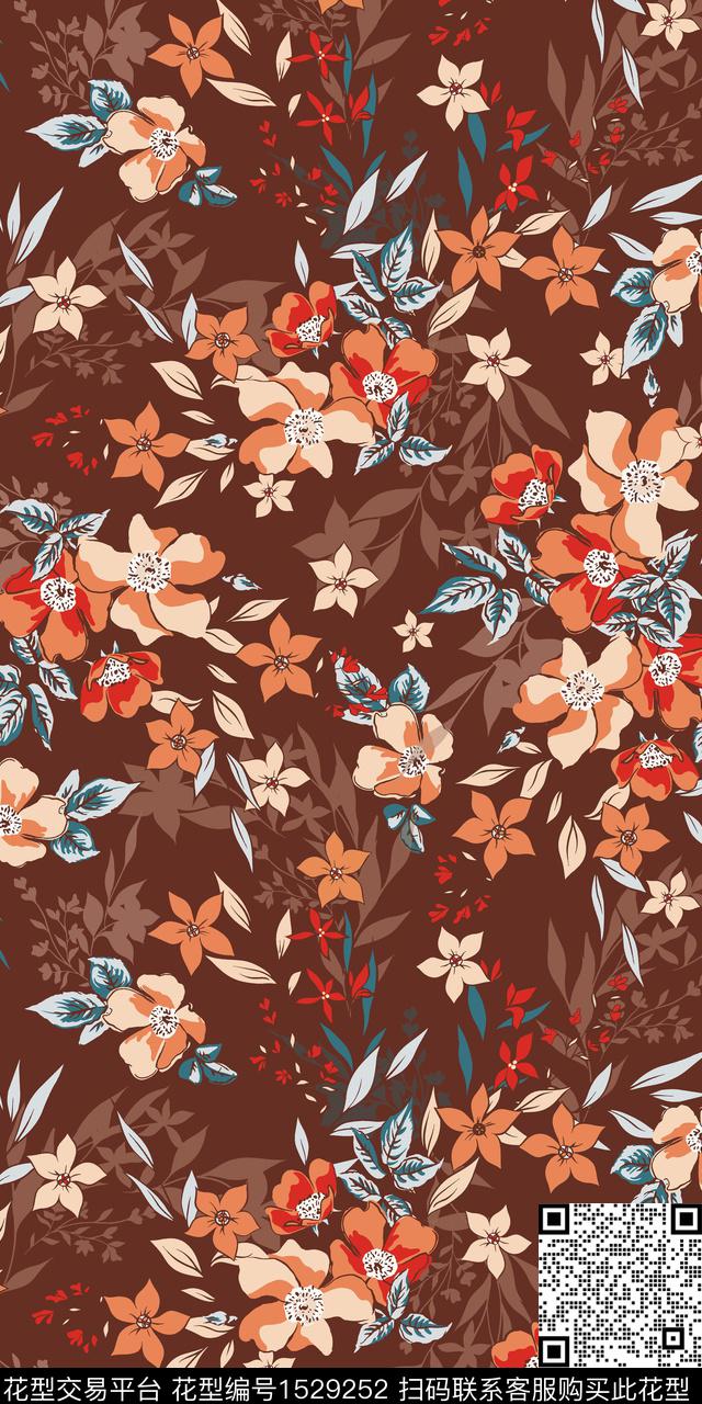 绿植树叶矢量花卉数码印花华亿平台下载（图片编号: 1529252） - 瓦栏（Walan）