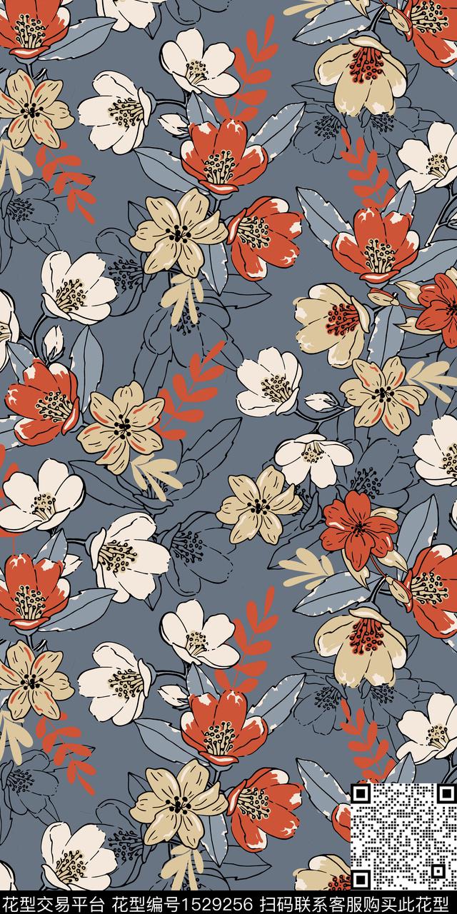 绿植树叶矢量花卉数码印花华亿平台下载（图片编号: 1529256） - 瓦栏（Walan）