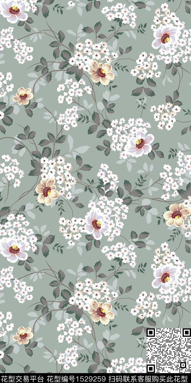 绿植树叶矢量花卉数码印花华亿平台下载（图片编号: 1529259） - 瓦栏（Walan）