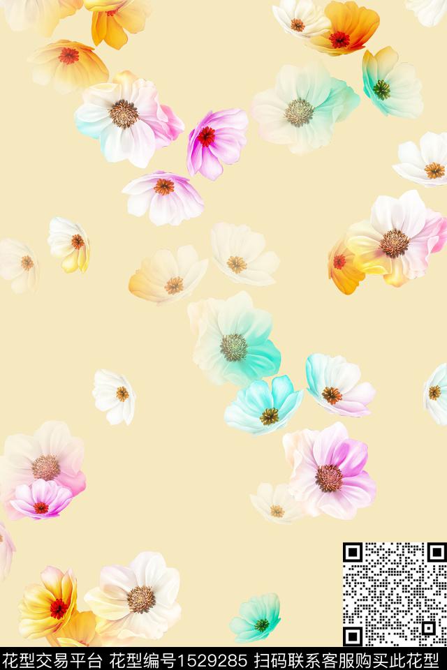 炫彩小清新年轻女性数码印花华亿平台下载（图片编号: 1529285） - 瓦栏（Walan）