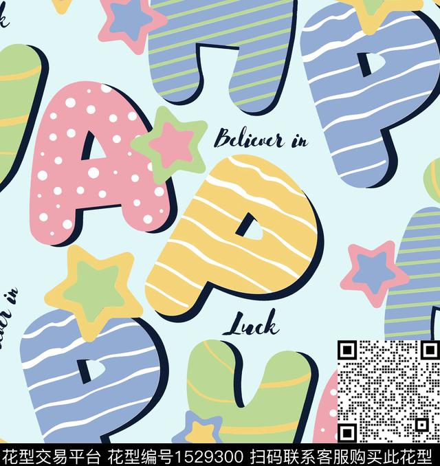 字母格子卡通传统印花华亿平台下载（图片编号: 1529300） - 瓦栏（Walan）