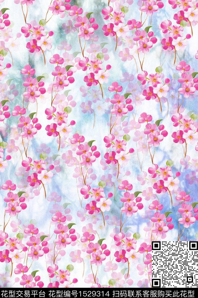 小清新小碎花花卉数码印花华亿平台下载（图片编号: 1529314） - 瓦栏（Walan）