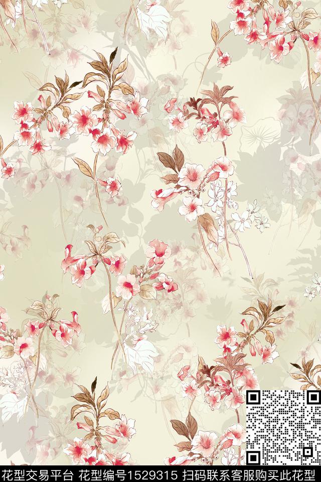 小清新女装花卉数码印花华亿平台下载（图片编号: 1529315） - 瓦栏（Walan）