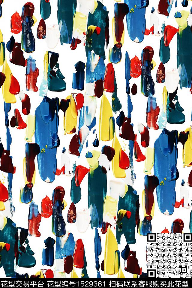 条纹抽象笔触数码印花华亿平台下载（图片编号: 1529361） - 瓦栏（Walan）