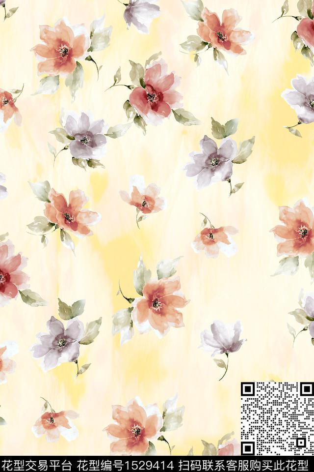 肌理女装花卉数码印花华亿平台下载（图片编号: 1529414） - 瓦栏（Walan）
