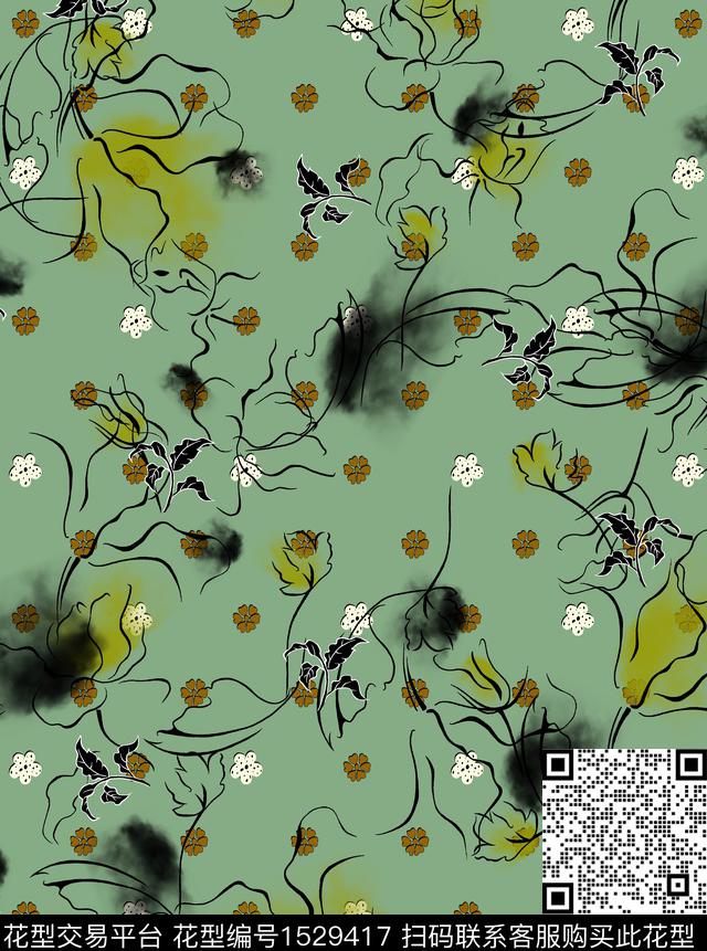 女装花卉连衣裙数码印花华亿平台下载（图片编号: 1529417） - 瓦栏（Walan）