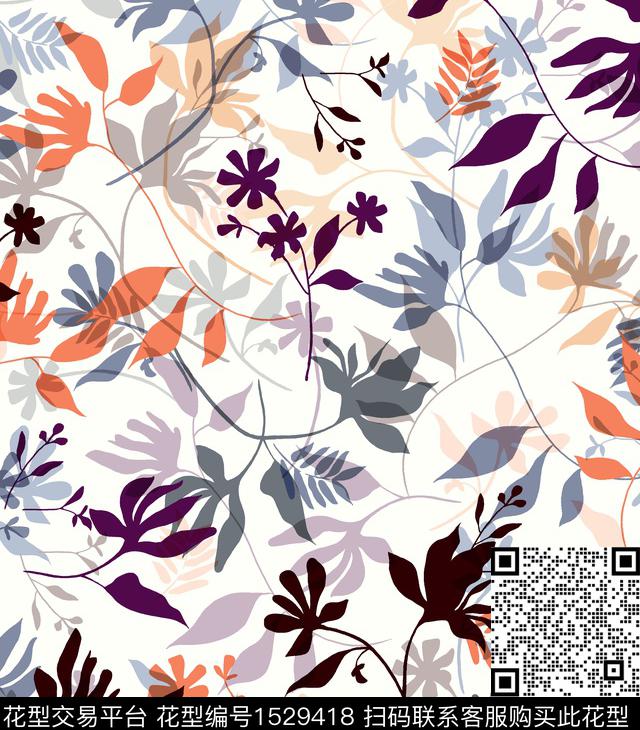 女装花卉连衣裙数码印花华亿平台下载（图片编号: 1529418） - 瓦栏（Walan）
