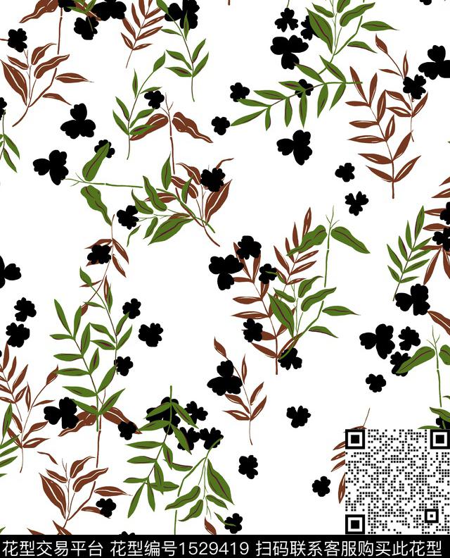 女装花卉连衣裙数码印花华亿平台下载（图片编号: 1529419） - 瓦栏（Walan）