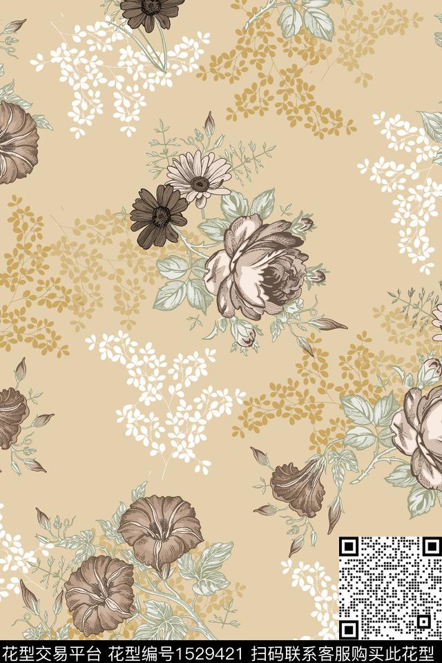 女装小碎花花卉数码印花华亿平台下载（图片编号: 1529421） - 瓦栏（Walan）