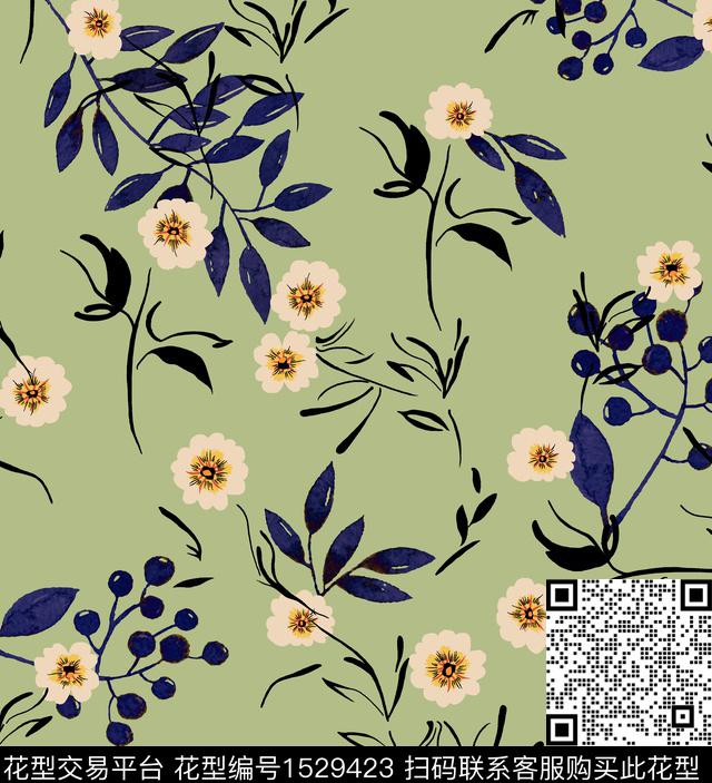 女装花卉连衣裙数码印花华亿平台下载（图片编号: 1529423） - 瓦栏（Walan）