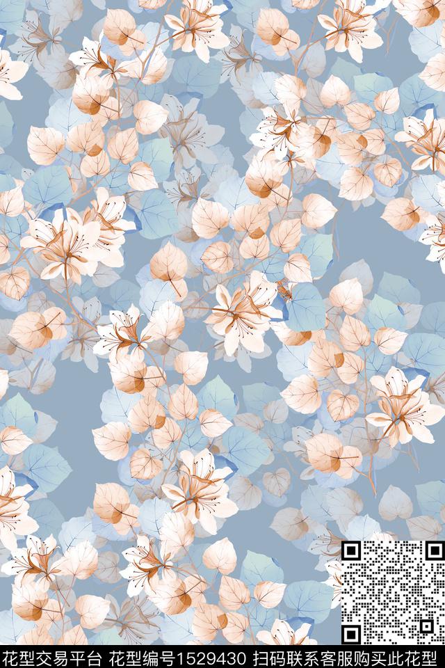 小清新女装花卉数码印花华亿平台下载（图片编号: 1529430） - 瓦栏（Walan）