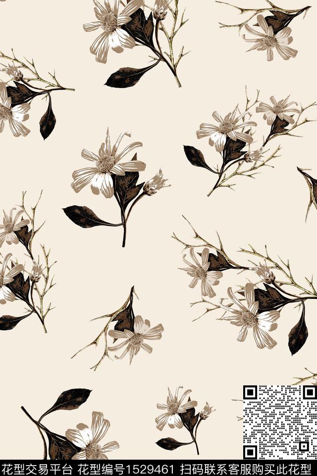 年轻女性清爽底花卉小碎花数码印花华亿平台下载（图片编号: 1529461） - 瓦栏（Walan）