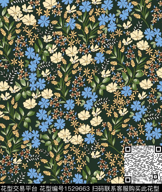 女装手绘花卉家纺数码印花华亿平台下载（图片编号: 1529663） - 瓦栏（Walan）