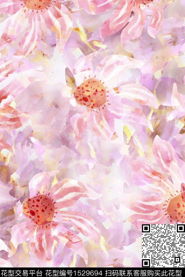 女装真丝花卉数码印花华亿平台下载（图片编号: 1529694） - 瓦栏（Walan）