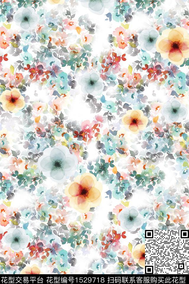 水彩小碎花女装数码印花华亿平台下载（图片编号: 1529718） - 瓦栏（Walan）