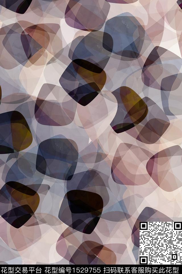 几何叠色抽象数码印花华亿平台下载（图片编号: 1529755） - 瓦栏（Walan）