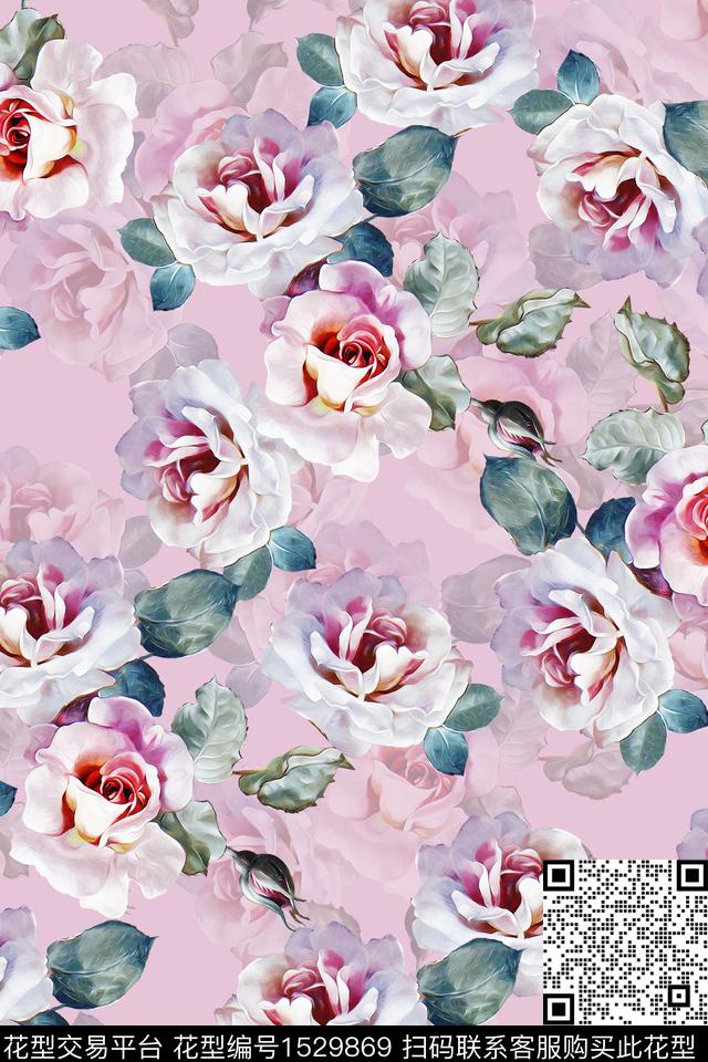 大花女装花卉数码印花华亿平台下载（图片编号: 1529869） - 瓦栏（Walan）
