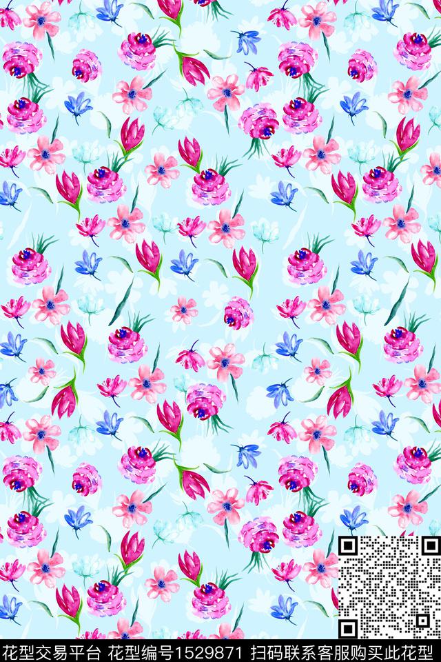 小清新花卉小碎花数码印花华亿平台下载（图片编号: 1529871） - 瓦栏（Walan）