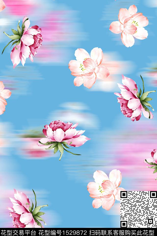 女装小清新花卉数码印花华亿平台下载（图片编号: 1529872） - 瓦栏（Walan）