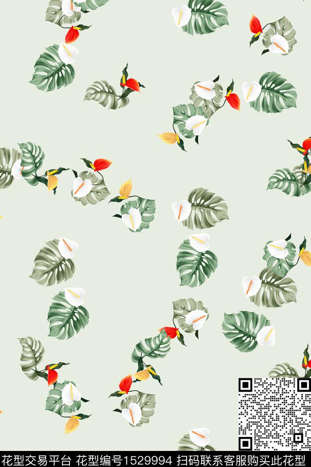 热带华亿平台春夏华亿平台花卉数码印花华亿平台下载（图片编号: 1529994） - 瓦栏（Walan）