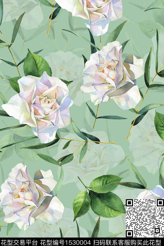 女装花卉大花数码印花华亿平台下载（图片编号: 1530004） - 瓦栏（Walan）