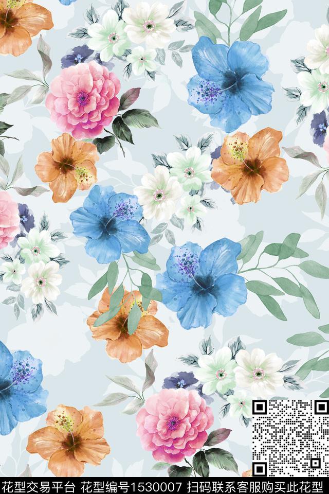 小清新女装花卉数码印花华亿平台下载（图片编号: 1530007） - 瓦栏（Walan）