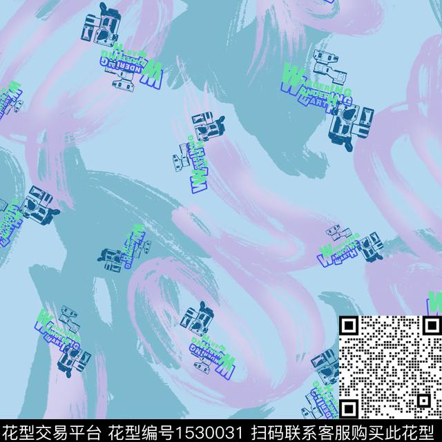 抽象字母男装数码印花华亿平台下载（图片编号: 1530031） - 瓦栏（Walan）